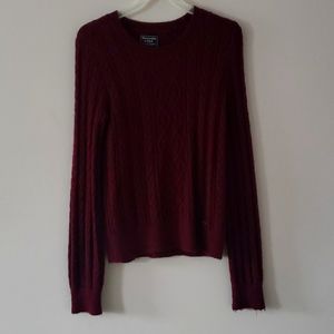 Abercrombie and Fitch Cable Knit Sweater in Maroon